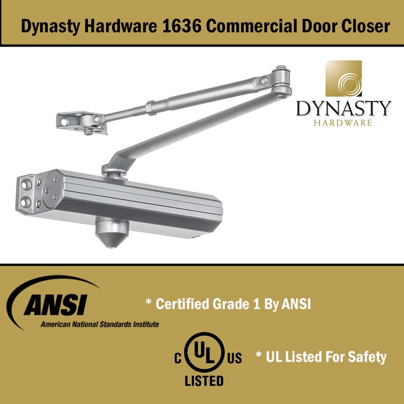 Dynasty Hardware Dynasty Door Closer Adjustable Spring Size 3-6 Hydraulic Automatic Door Closer Series 1636 (Aluminum) - Image 5